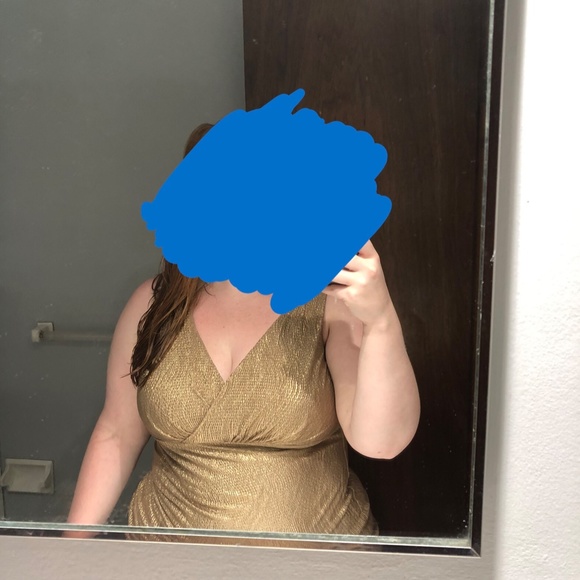 Jessica Textured Sleeveless Gold Wrap Dress - Picture 3 of 3